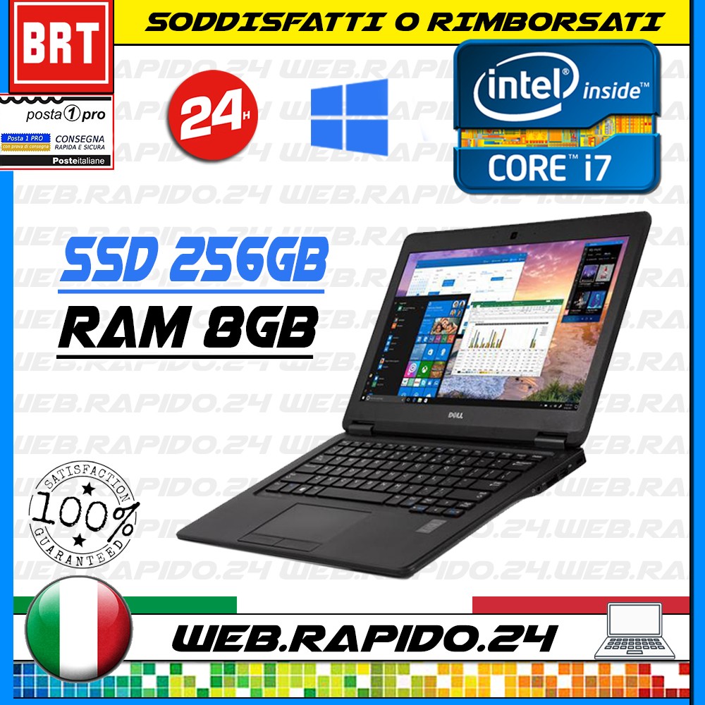 PC NOTEBOOK PORTATILE DELL E7250 12.5" CPU I7-5600U 8GB RAM SSD 256GB WIN 11 PRO