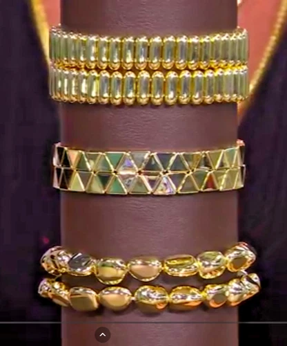 Bellezza 14k Gold Plated Bronze 2 piece Gold Nugget Stretch Bracelet Set HSN $89 - product listing photo