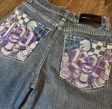 FUBU Embroidery Jeans Boys Size 12 Y2K Blue Denim