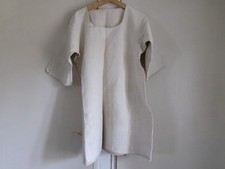 French women antique nightgown linen ecru small red monogram L P