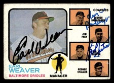 1973 Topps Earl Weaver/George Bamberger/Billy Hunter 136 Signed/Auto UZ695