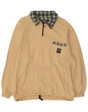 Maglione felpa donna THINK PINK collo zip UK 16 grande beige cotone NC19