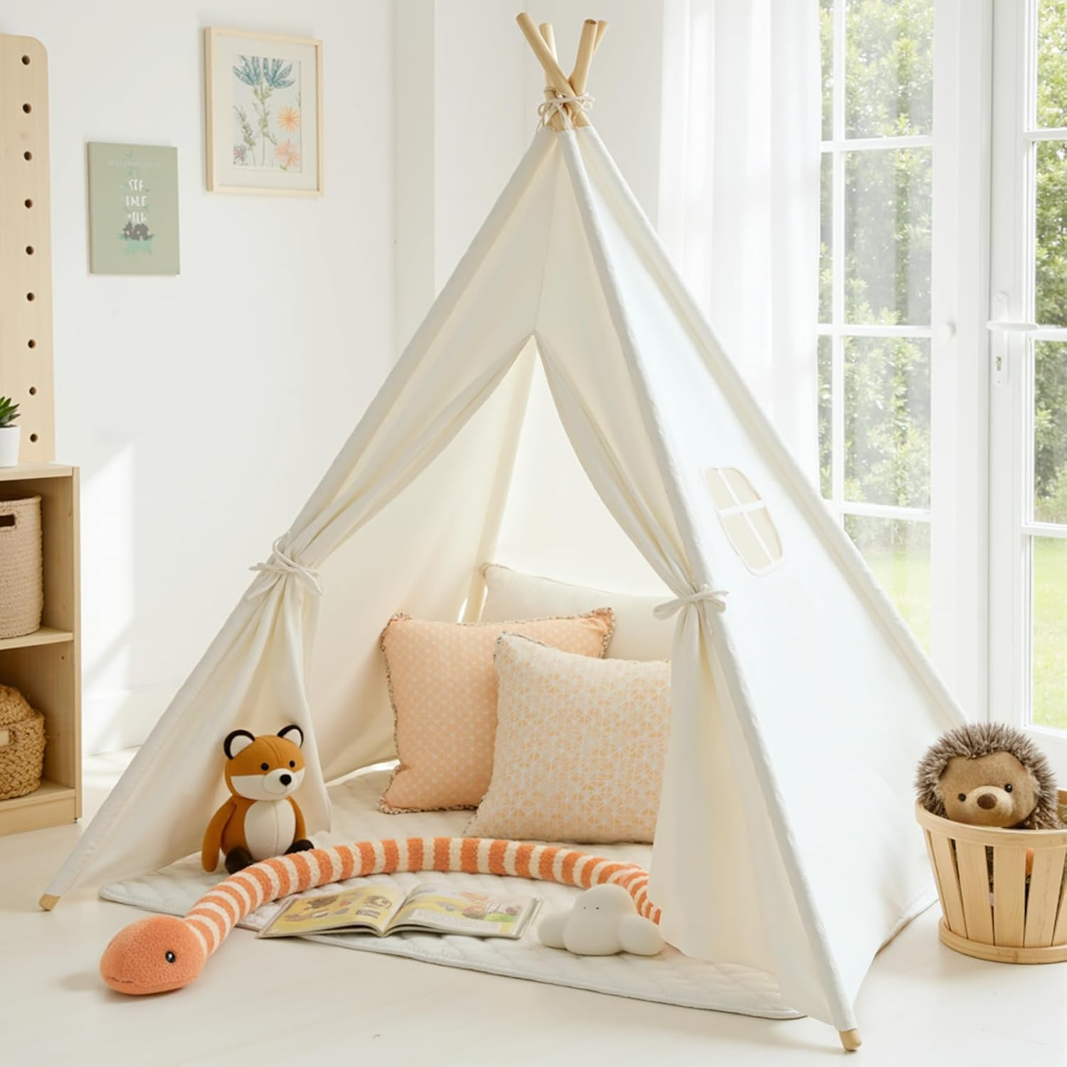 Teepee Tent for Kids Indoor - Toddler Play Tent Washable Tipi Sleepover Tents fo
