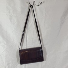 Vintage Genuine Eel Skin Brown Leather Shoulder Bag