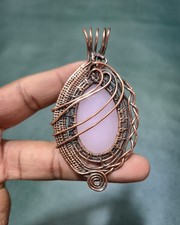 Handmade Faceted Rose Quartz Crystal Pendant Wire Wrapped Jewelry
