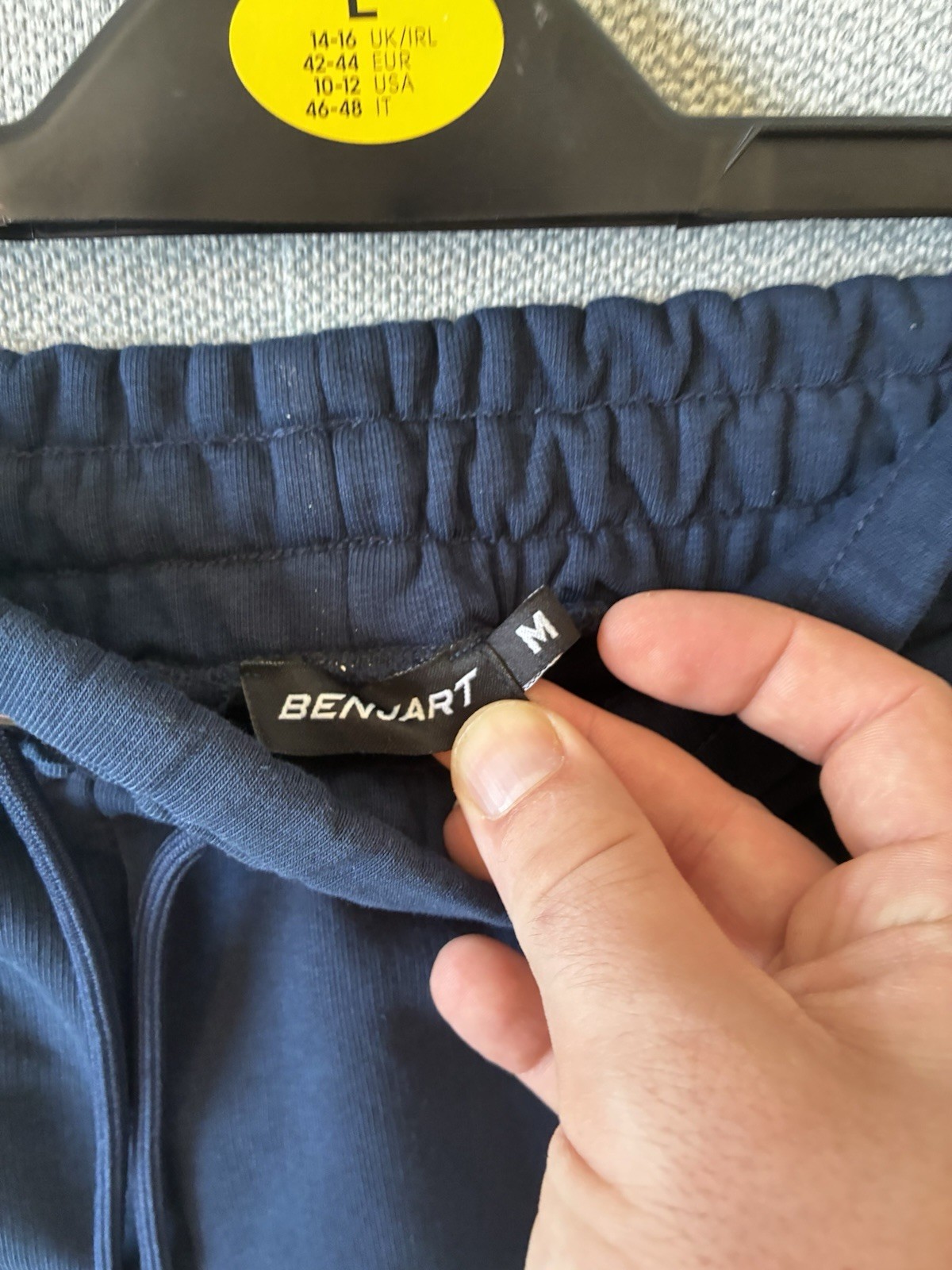 Benjart Mens Navy Blue Fleece Joggers Sweatpants Tracksuit Bottoms Size M image 3