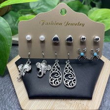 12 PC Matching Post Stud Or Dangle Silver-tone Earring Set New Free Ship C1442