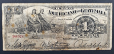 GUATEMALA BANKNOTE 1 PESO 1923 P-S116 Banco Americano de Guatemala Good RARE!