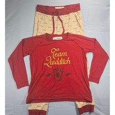 Harry Potter Team Quidditch Gryffindor Pajama Set Mens Large Red Cream 2 Piece