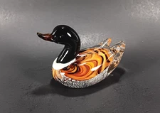 Dynasty Gallery Mallard Duck Blown Glass Art Small Paperweight Hunting Decor 5"L
