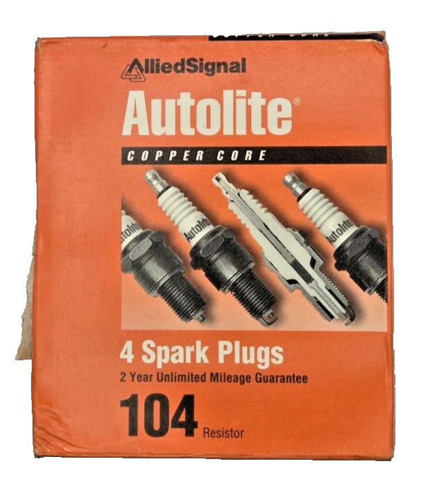 Autolite spark plugs No. 104 standard tip NOS 4 pack copper core vintage