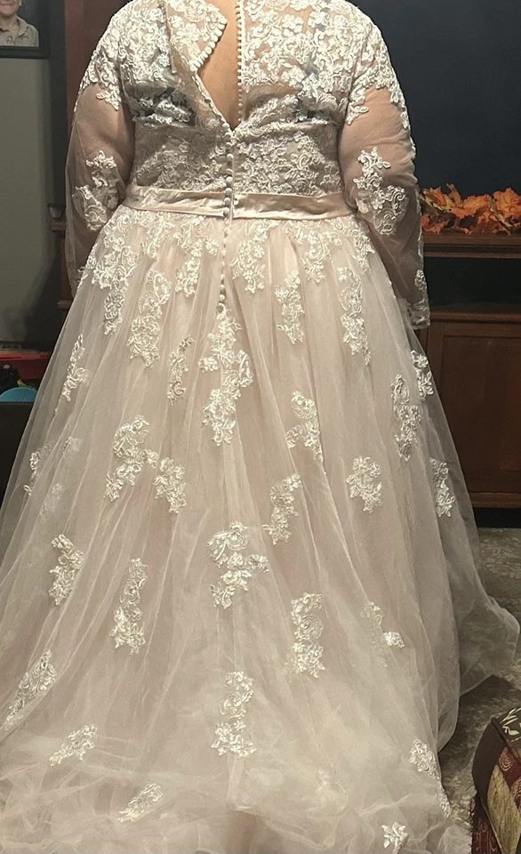 Vestido de fiesta de novia rosa rubor talla grande Foto 3 de 3