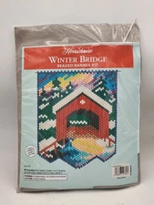 Herrschners WINTER BRIGDE Beaded Banner Kit Pony Beads NEW 12"× 15" Seasonal