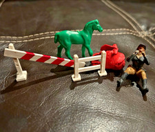 Lot of 5 Vintage 1960s Plastic Horse/Horseriding Toy Figurines- Horse,Rider,Eq