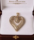 14k Yellow Gold Sterling Silver 1 Ct Diamond Pave HEART Pendant 925 Necklace 18” — photo 1