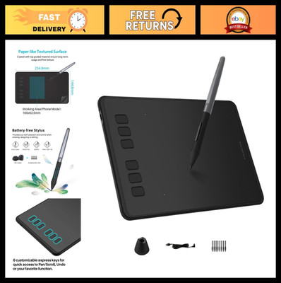 Digital Drawing Tablet 6x4'' with Battery-Free Stylus, 8192 Pen Pressure, 6 Hot K