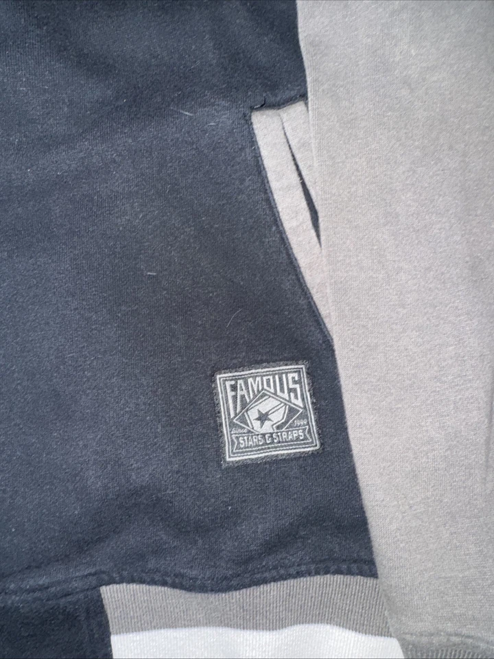 Chaqueta Universitaria Famous Stars & Straps Negra Gris Para Hombre Mediana 21x25 Y2K Letterman Foto 3 de 4