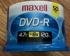 Maxell DVD-R 50 Pack Recordable Discs 4.7gb 8x120 Min Spindle NEW Sealed
