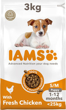 IAMS Puppy Small Medium Complete Dry Dog Food Chicken 3Kg - for Healthy Growth 3.69 per kilo