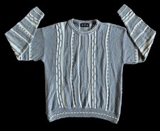 Vintage 90s Alan Stuart Sweater Mens Large Gray White Crew Neck Made In USA