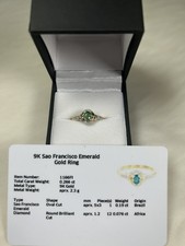 9K Sao Francisco Emerald Gold Ring with Secondary Stone Diamonds 