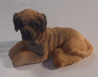 Bull Mastiff Lying Down Mini Hand Painted Figurine 2-1/2'' W x 1-1/4'' x 1-3/8'' H