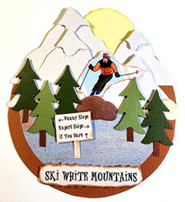 Ski White Mountains Skiing Bunny Slope Expert NH Maine Handmade Ephemera OOAK