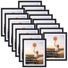 Lyeasw 8x10 Black Picture Frame Set of 15 - Display with/without Mat