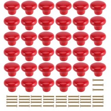 35 Pack Red Ceramic Cabinet Knobs, Single Hole Ceramic Door Knobs with Screws...