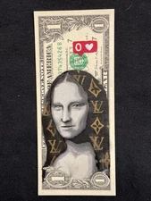 Mona Lisa NO LOVE 1 Dollar Original painting Graffiti Art Tattoo Art