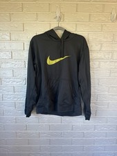 Nike Therma-Fit Mens Size M Gray Neon Yellow Pullover Hoodie Sweatshirt NO TAG