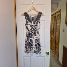 Silence + Noise Urban Outfitters Abstract Floral Mesh Cutout Back Skater Dress S