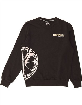 DONNAY Womens Graphic Sweatshirt Jumper UK 14 Medium Black Cotton KB14
