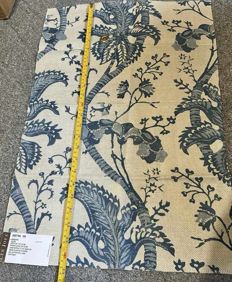 Lee Jofa Fabric Sample Remnant 16.25x24.5” Sarawak Azure Blue 2007195165 Crafts  - Image 3 of 4