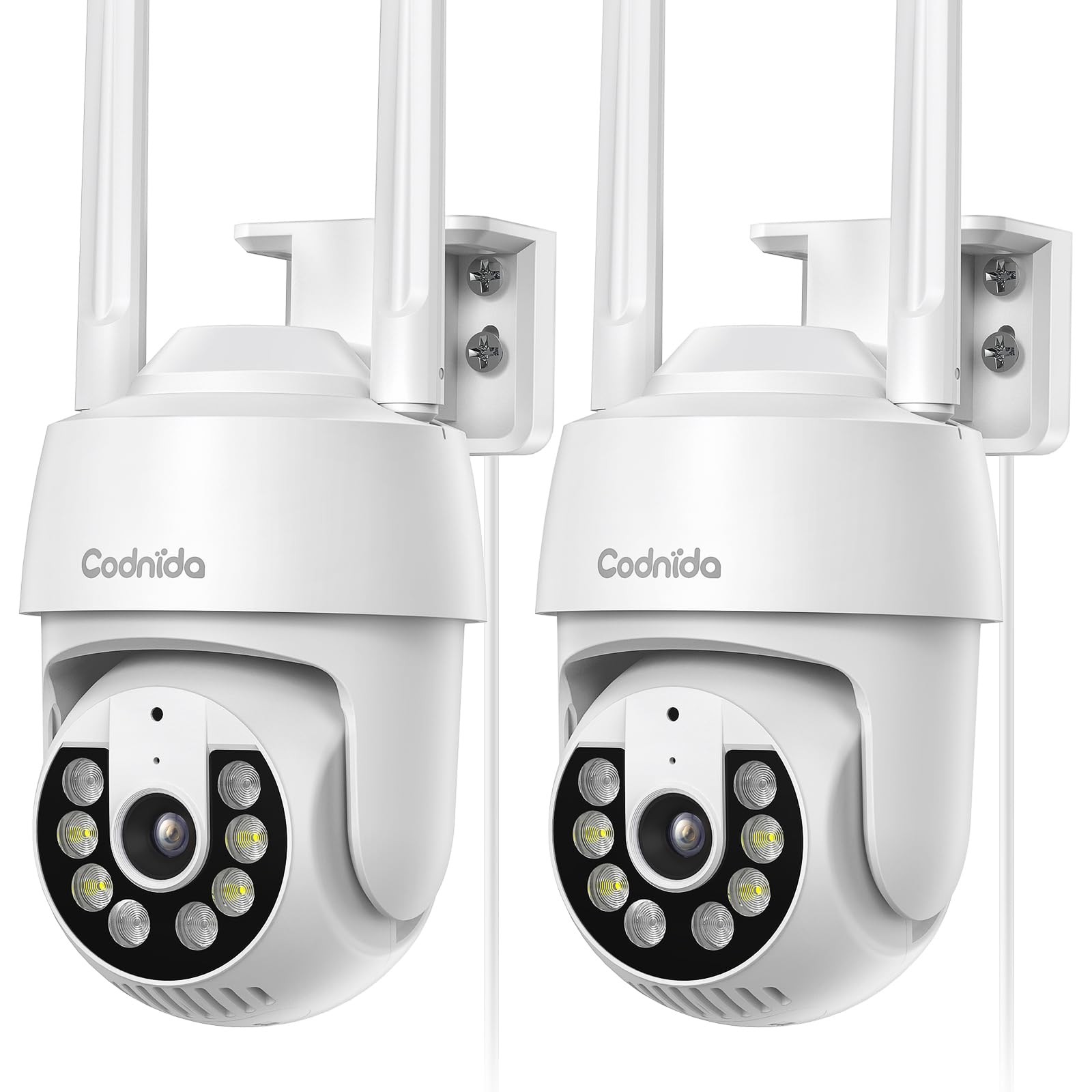 Kit 2 Telecamere WiFi 2K Esterno Interno 360 PTZ con SD 128G e PIR