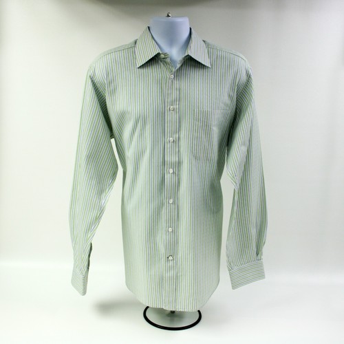 Camisa de vestir Ike Behar New York verde negro azul a rayas manga larga 16-1/2-XL - Imagen 2 de 11