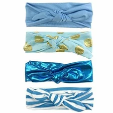 Wrapables Girls Boho Knotted Headband (Set Of 4), True Blue