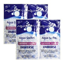 4 x  Immerse Hot tub Filter Cleaner Sachets Spa Cartridge Clean AquaSparkle 