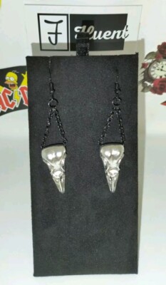 Raven Skull Gothic Rose Earrings