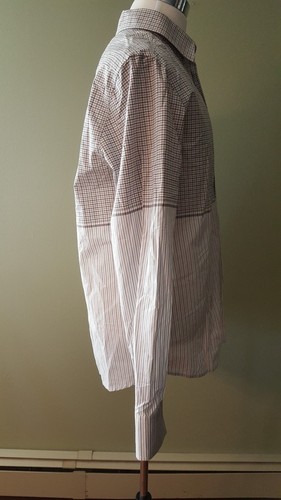 Men's Five Four Long Sleeve Button Down Bernard Plaid/Striped Tan Shirt, XL, NEW - Picture 7 of 9