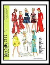 McCall's 2123 Fabric Sewing Pattern Miss Barbie Gina Midge DOLL Wardrobe Mattel