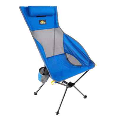 Cascade Mountain Tech Ultralight Packable High-Back Chair with Cup Holder Blue