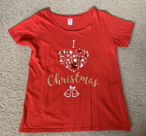 Womens Christmas t-shirt Size 12 I Love 