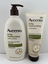 Aveeno Daily Moisturizing 2pc SET - Body Lotion 18 fl oz & Body Scrub 8 oz