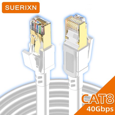 15M Ethernet Cable CAT8 40Gbps 2000MHz Patch Cord Weatherproof Lan Cord RJ45