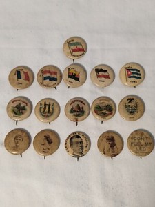16 Tobacco Celluloid Pins (VG condition)