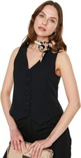 Trendyol Women Design Fitted Basic Cache-Coeur Woven Vest Size 4 - Small Black