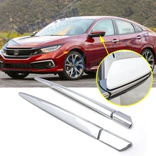 Silver Rearview Side Door Mirror Pillar Molding Cover Trim For Honda Civic 16-21