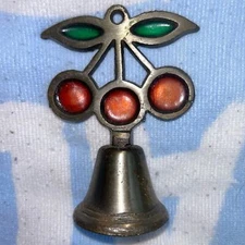 Vintage 1950’s Stained Glass Cherries Cast Iron Dinner Bell