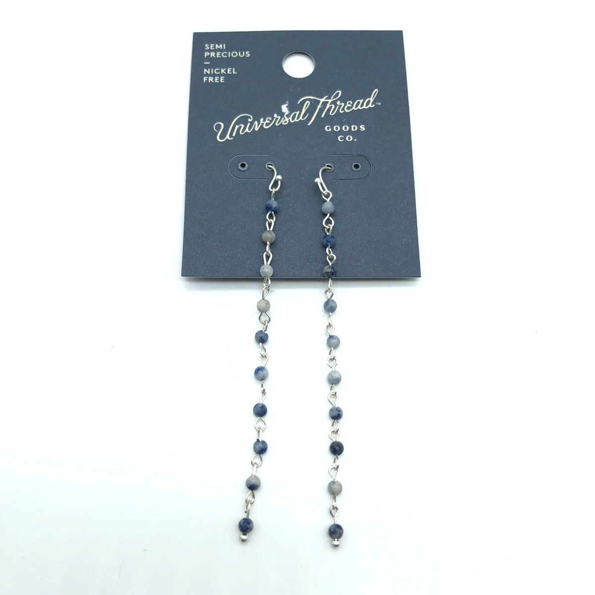 Blue thread earrings sale